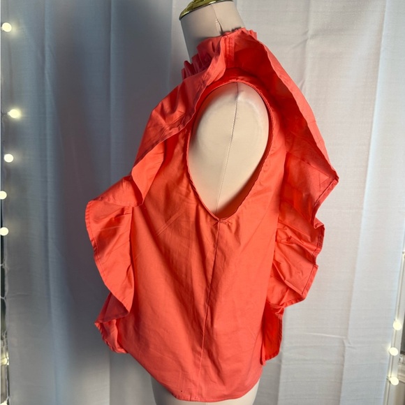 Karlie Orange Flutter Sleeve Ruffled Blouse - Picture 3 of 8